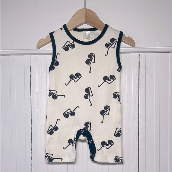 TESA BABE EUC 100% Cotton Boys Adorable Sunglasses Print Sleeveless Romper - Picture 1 of 1